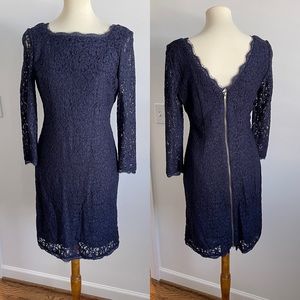 Adrianna Papell Evening navy lace cocktail dress size 8